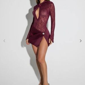 Elegant Burgundy Lace Dress